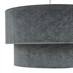 Suvan Easy Fit Tired Velvet Shade In Dark Grey Finish With Silver Lining SUV8661