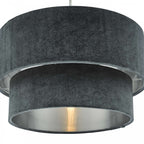 Suvan Easy Fit Tired Velvet Shade In Dark Grey Finish With Silver Lining SUV8661