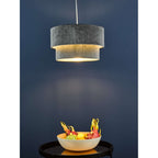 Suvan Easy Fit Tired Velvet Shade In Dark Grey Finish With Silver Lining SUV8661