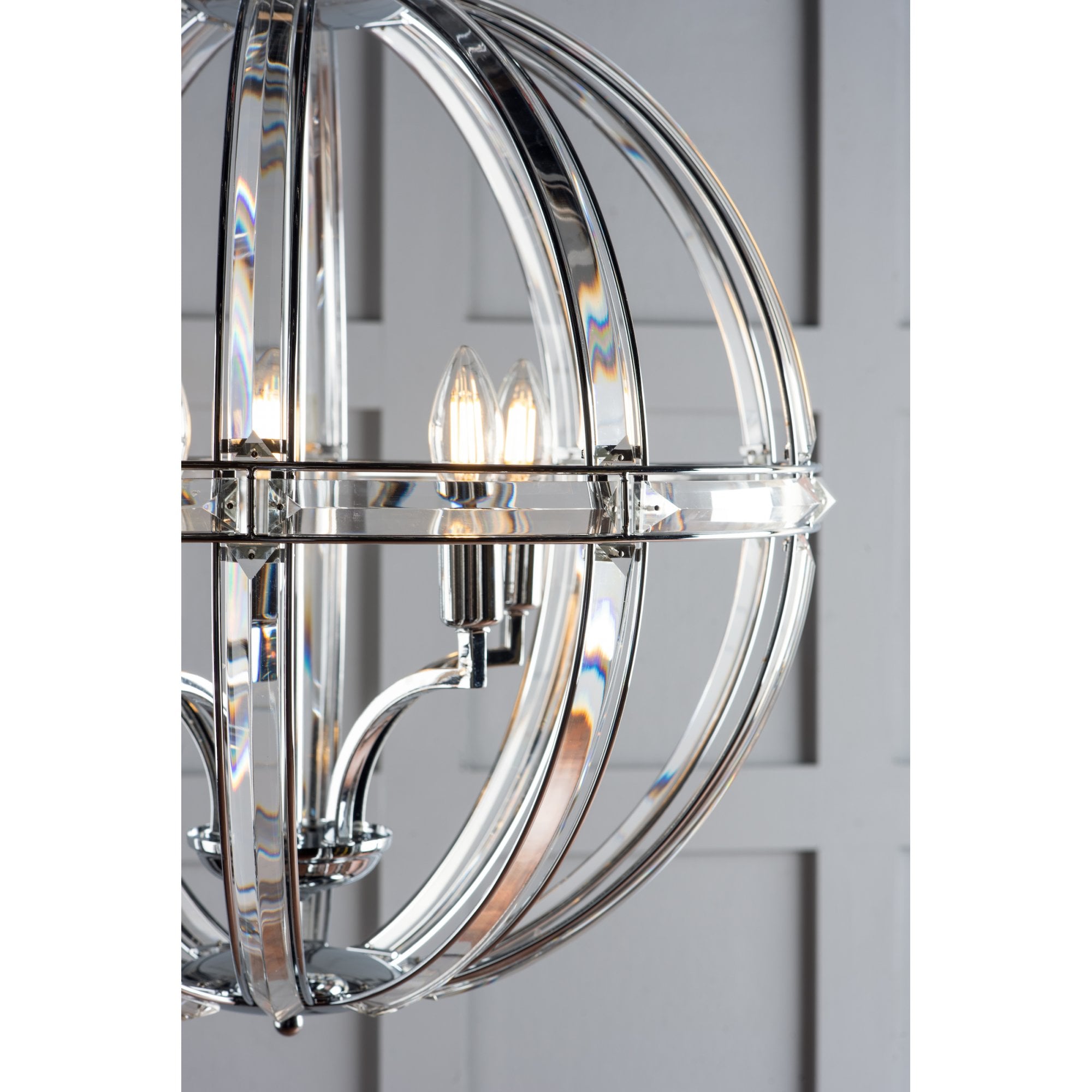 Aidan 5 Light Ceiling Chandelier In Polished Chrome Finish And Glass Detail LA3732577-Q