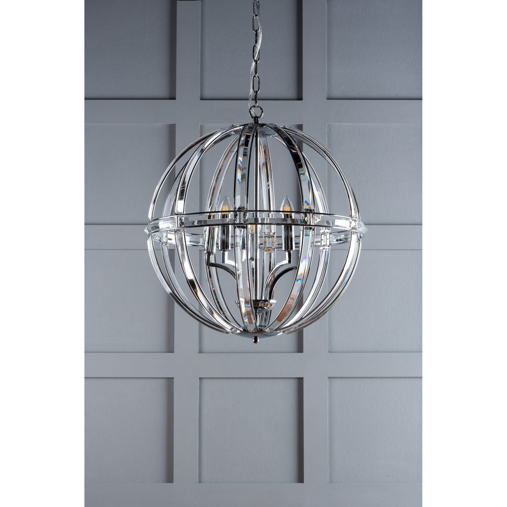 Aidan 5 Light Ceiling Chandelier In Polished Chrome Finish And Glass Detail LA3732577-Q