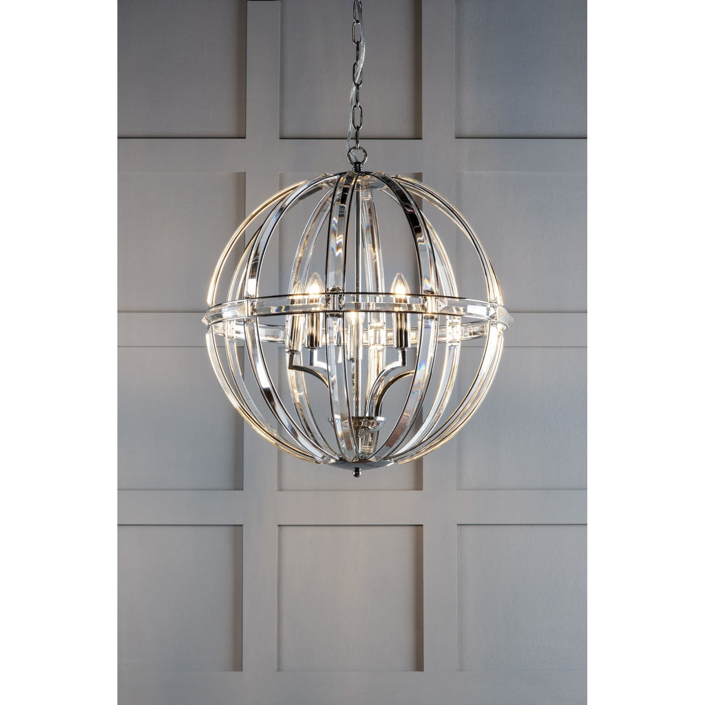 Aidan 5 Light Ceiling Chandelier In Polished Chrome Finish And Glass Detail LA3732577-Q