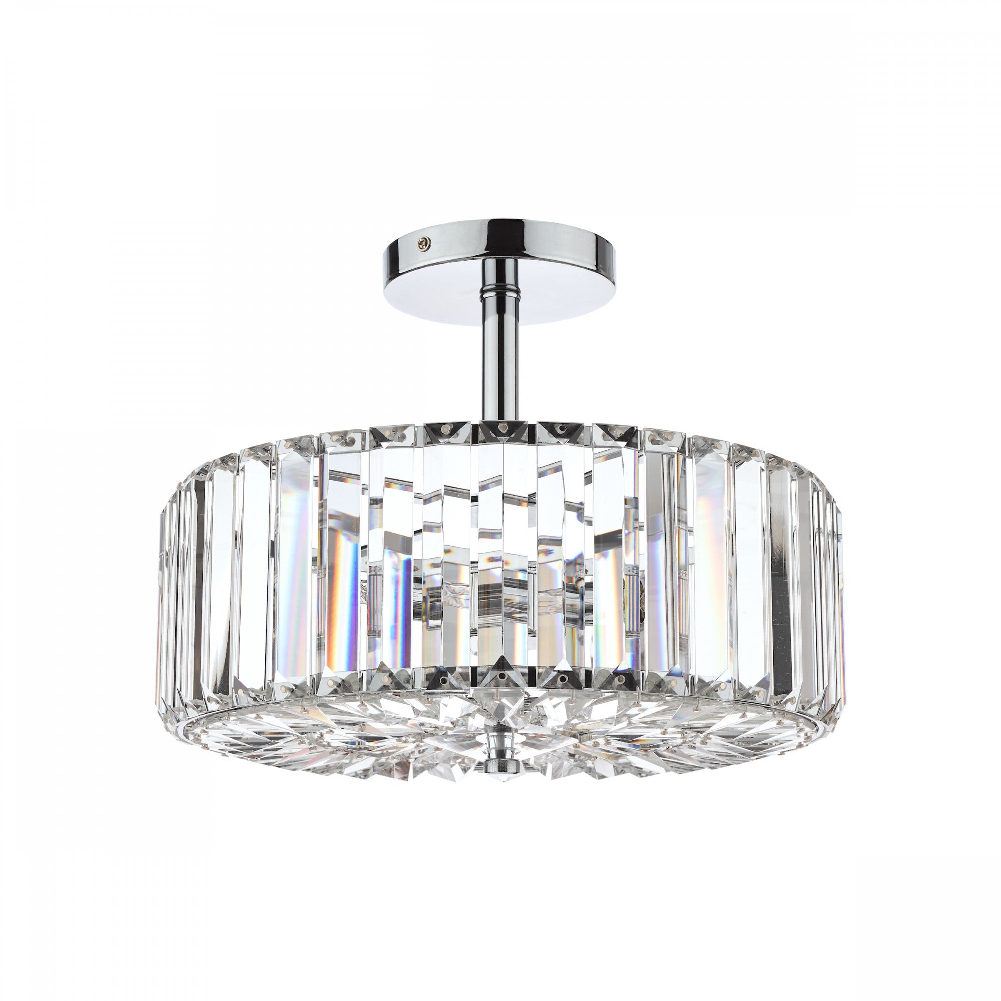 Fernhurst 3 Light Semi Flush Ceiling Light In Polished Chrome And Crystal Glass LA3621343-Q
