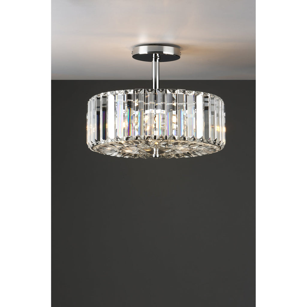 Fernhurst 3 Light Semi Flush Ceiling Light In Polished Chrome And Crystal Glass LA3621343-Q