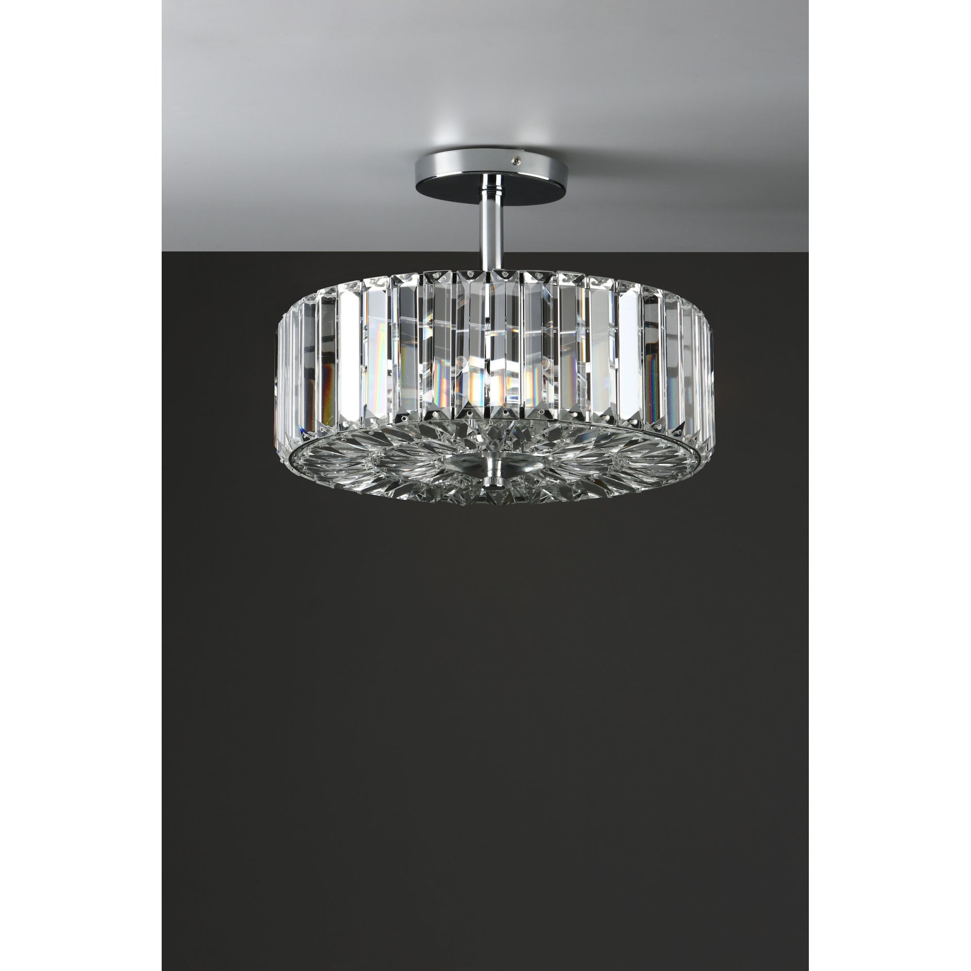 Fernhurst 3 Light Semi Flush Ceiling Light In Polished Chrome And Crystal Glass LA3621343-Q