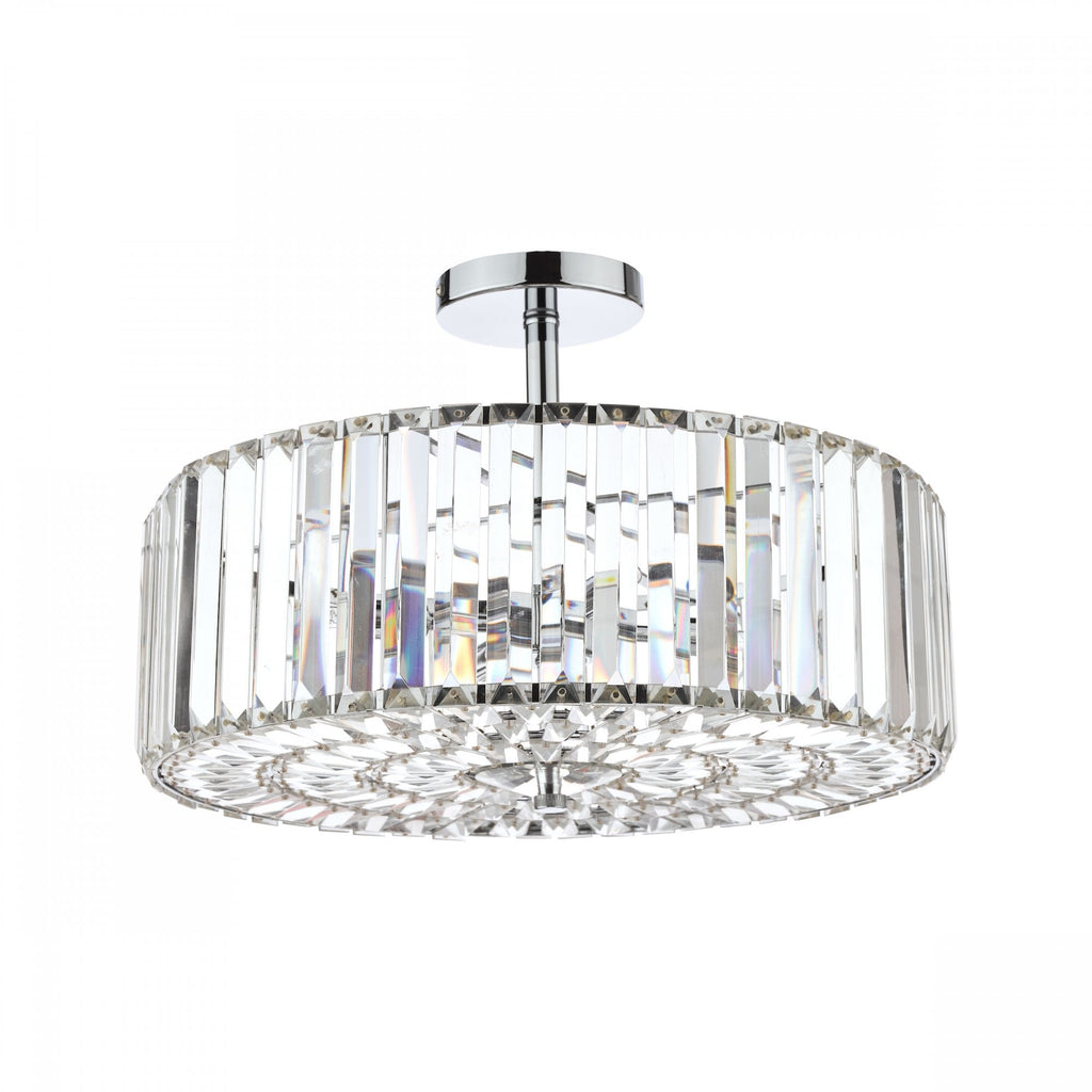 Fernhurst 4 Light Semi Flush Ceiling Light In Polished Chrome And Crystal Glass LA3649007-Q