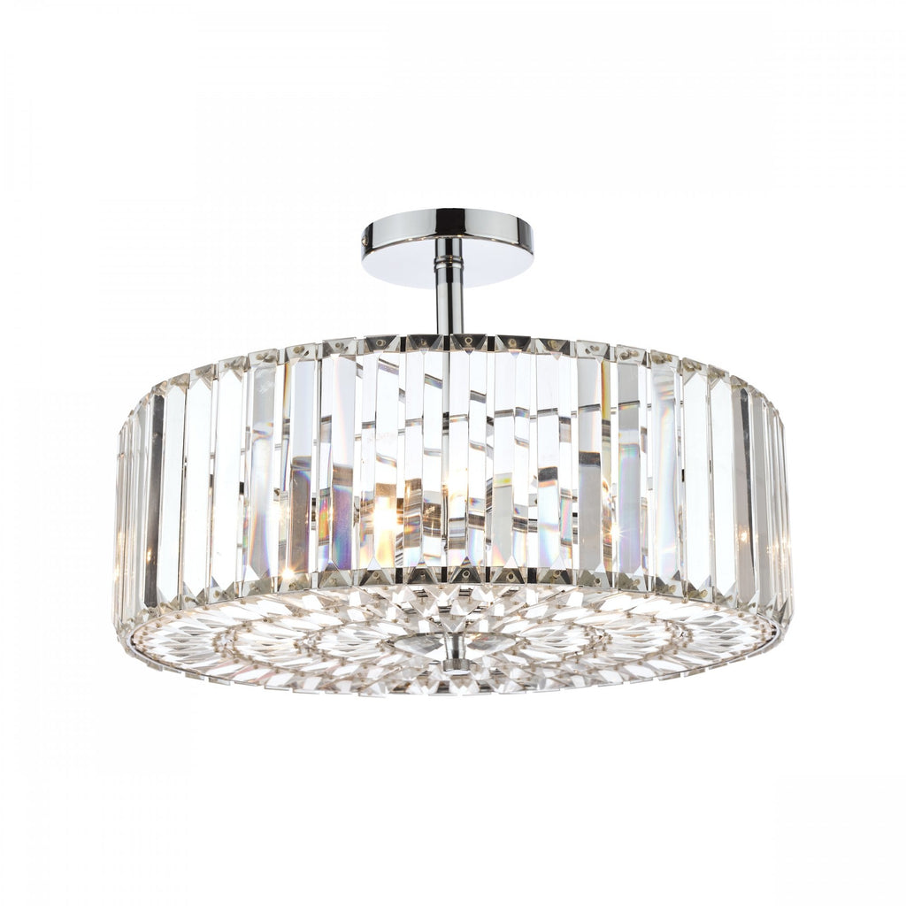 Fernhurst 4 Light Semi Flush Ceiling Light In Polished Chrome And Crystal Glass LA3649007-Q