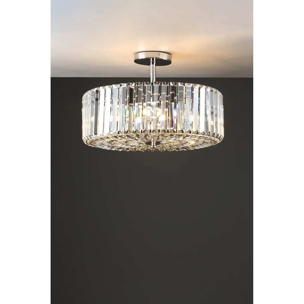 Fernhurst 4 Light Semi Flush Ceiling Light In Polished Chrome And Crystal Glass LA3649007-Q