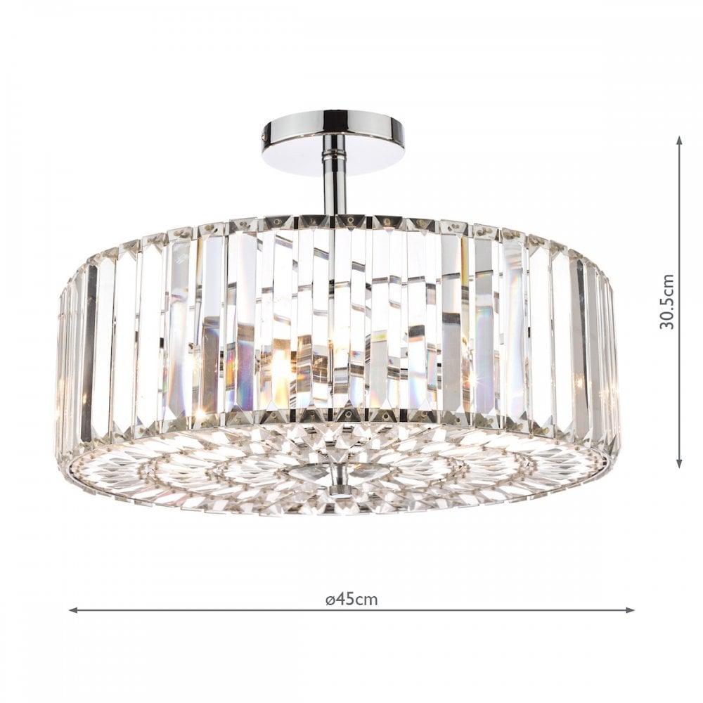 Fernhurst 4 Light Semi Flush Ceiling Light In Polished Chrome And Crystal Glass LA3649007-Q