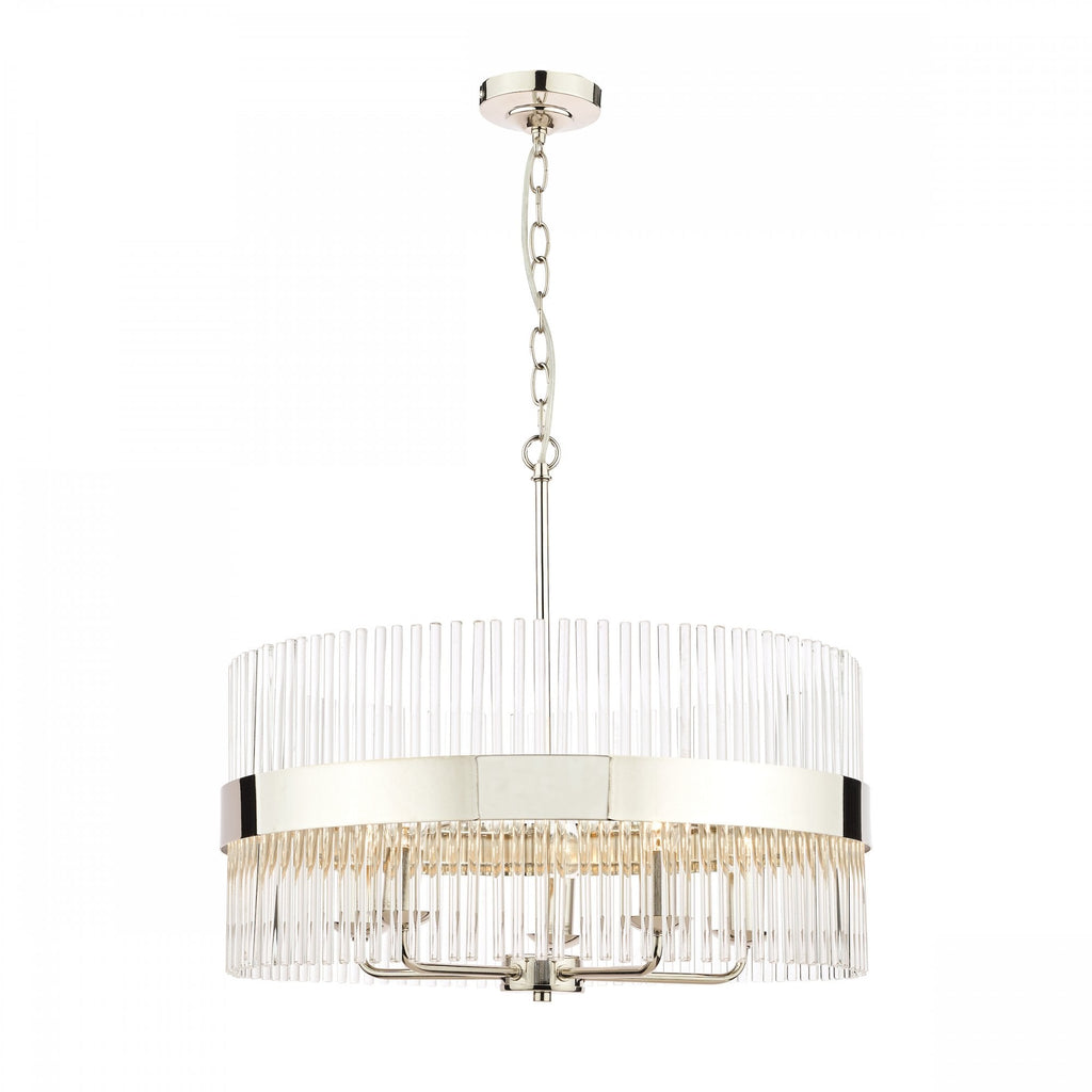 Alexa 5 Light Glass Ceiling Pendant Light In Polished Nickel Finish LA3689240-Q