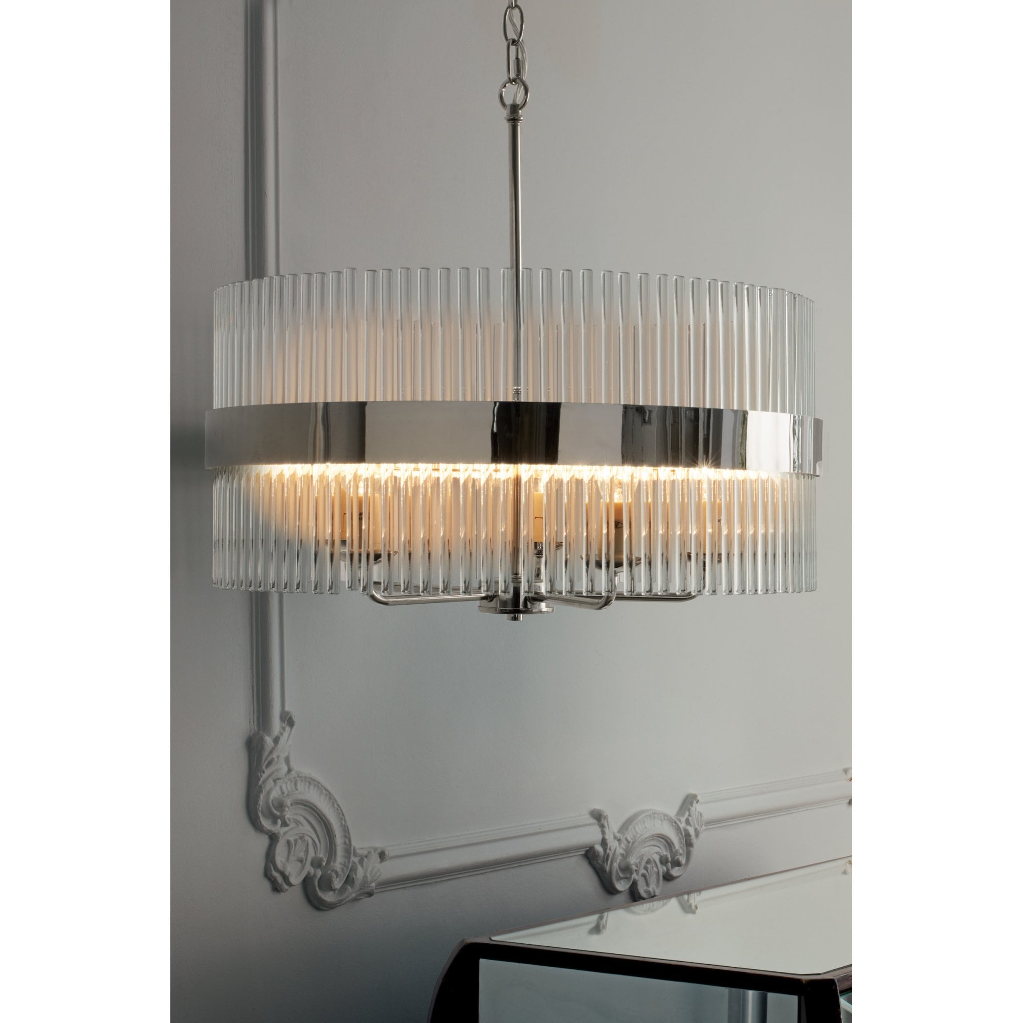 Alexa 5 Light Glass Ceiling Pendant Light In Polished Nickel Finish LA3689240-Q
