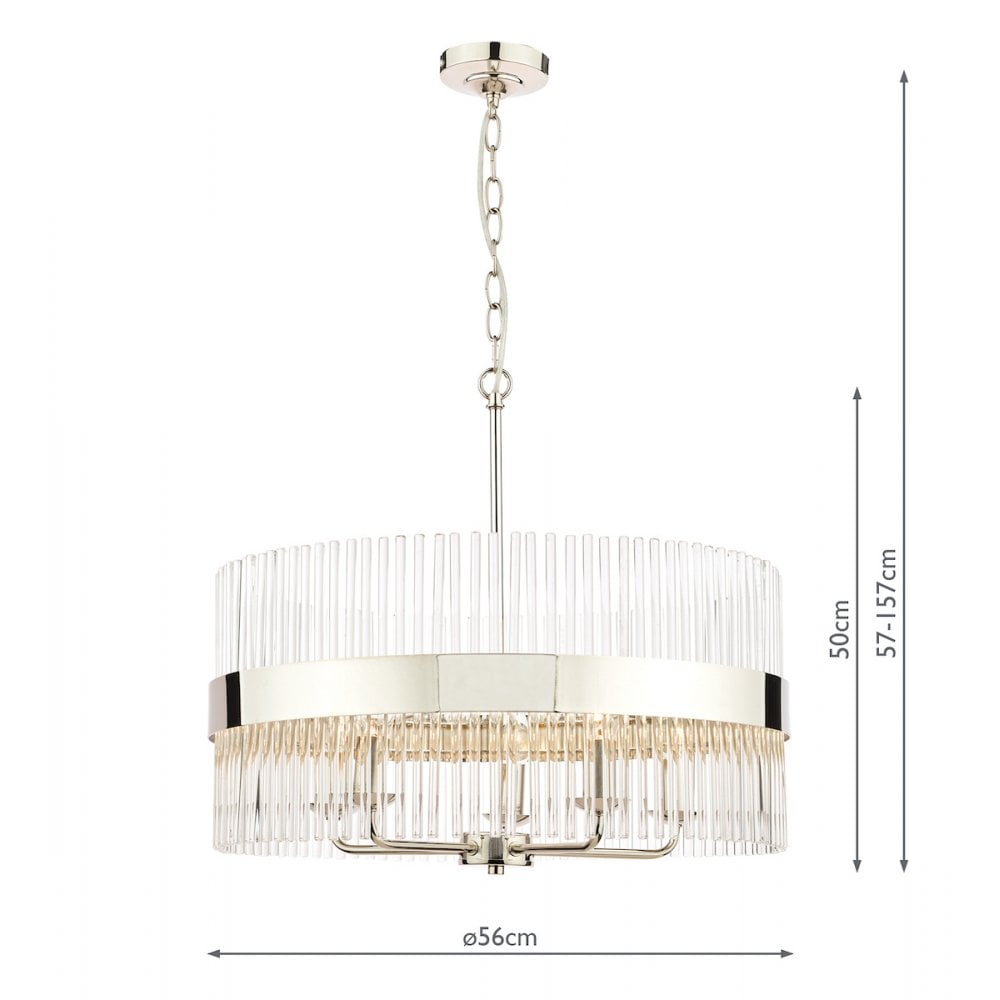 Alexa 5 Light Glass Ceiling Pendant Light In Polished Nickel Finish LA3689240-Q
