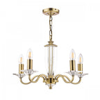 Carson Crystal Glass 5 light Ceiling Pendant Light In Antique Brass Finish LA3552999-Q