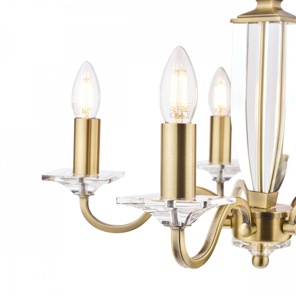Carson Crystal Glass 5 light Ceiling Pendant Light In Antique Brass Finish LA3552999-Q
