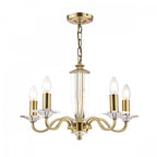 Carson Crystal Glass 5 light Ceiling Pendant Light In Antique Brass Finish LA3552999-Q