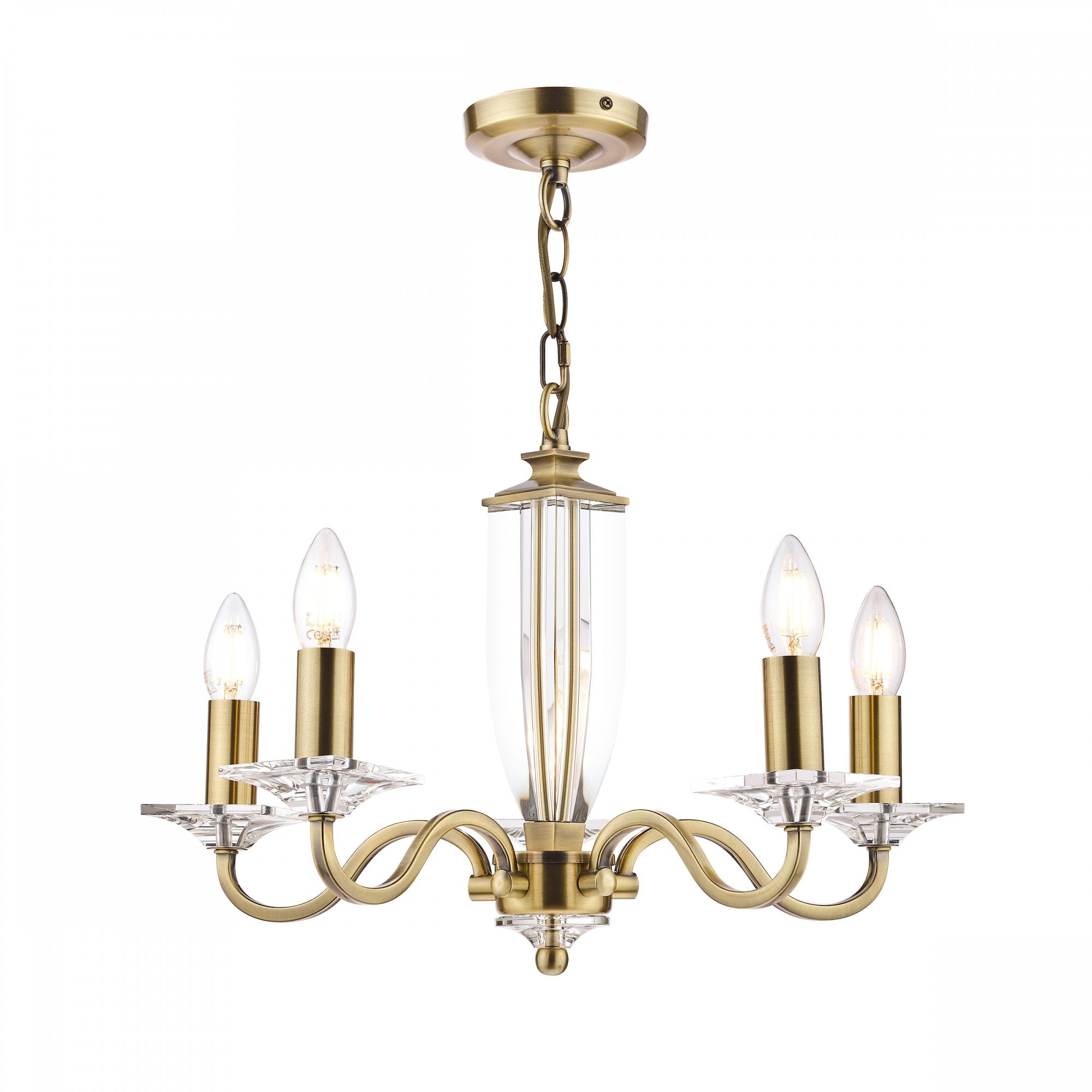 Carson Crystal Glass 5 light Ceiling Pendant Light In Antique Brass Finish LA3552999-Q