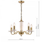 Carson Crystal Glass 5 light Ceiling Pendant Light In Antique Brass Finish LA3552999-Q