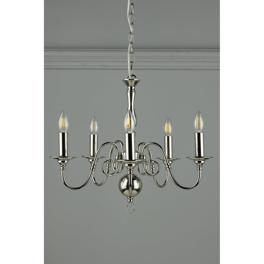 Winchester Statement 5 Light Chandelier In Polished Nickel LA3743657-Q