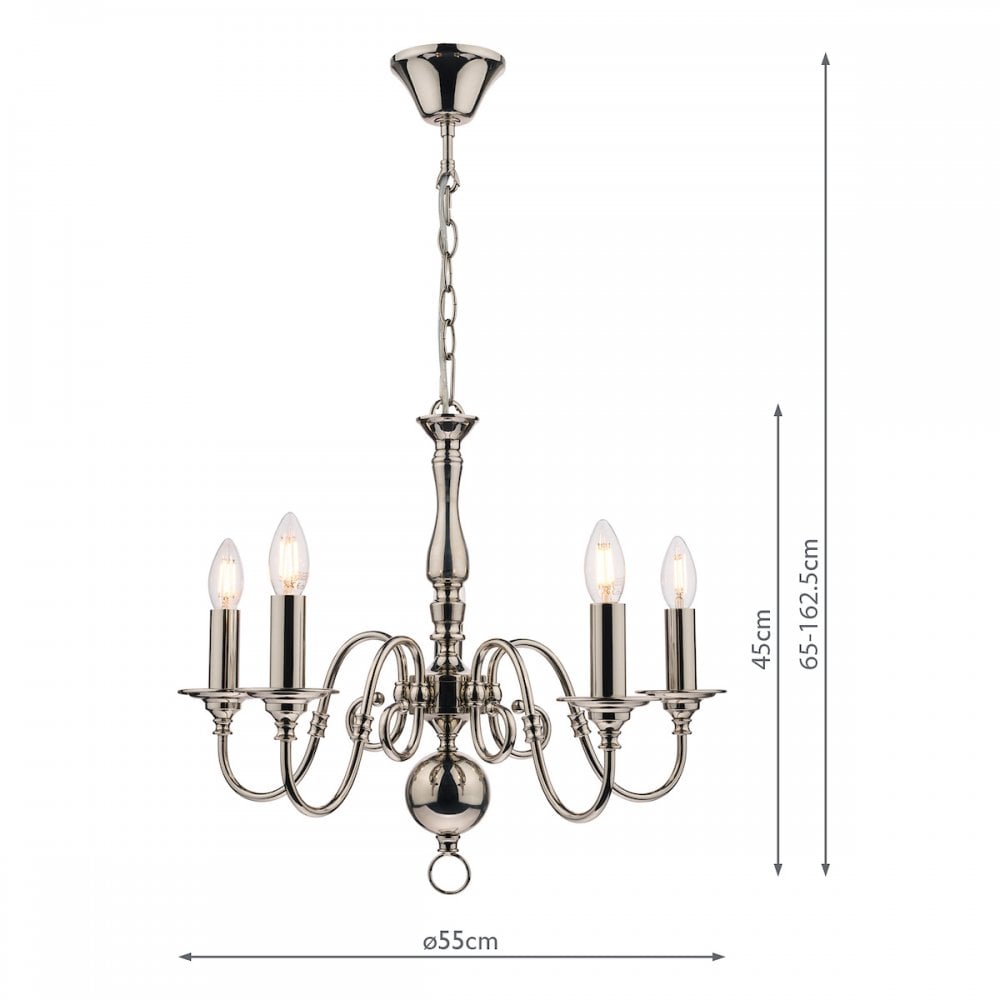 Winchester Statement 5 Light Chandelier In Polished Nickel LA3743657-Q