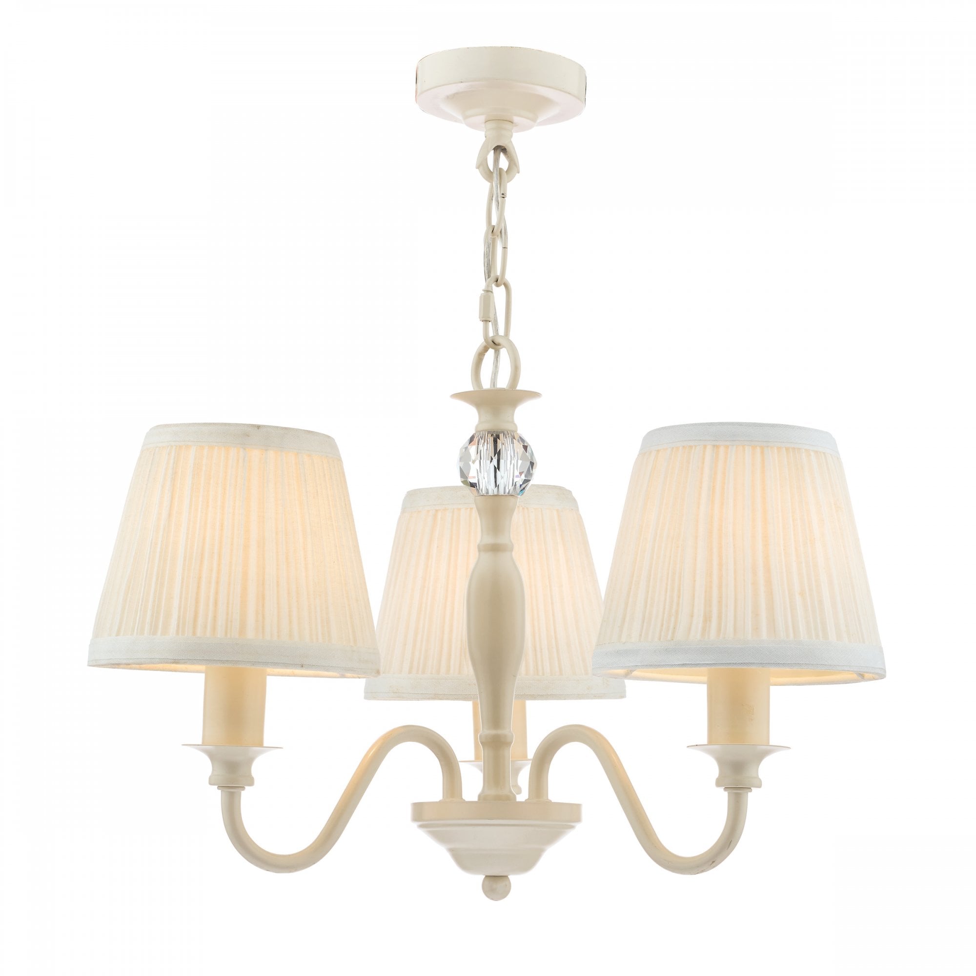 Ellis 3 Light Ceiling Pendant Light In Satin Cream With Shades LA3726686-Q