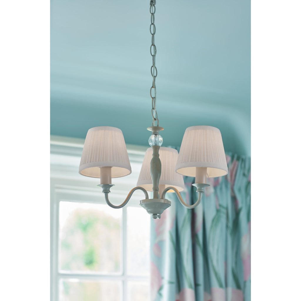 Ellis 3 Light Ceiling Pendant Light In Satin Cream With Shades LA3726686-Q