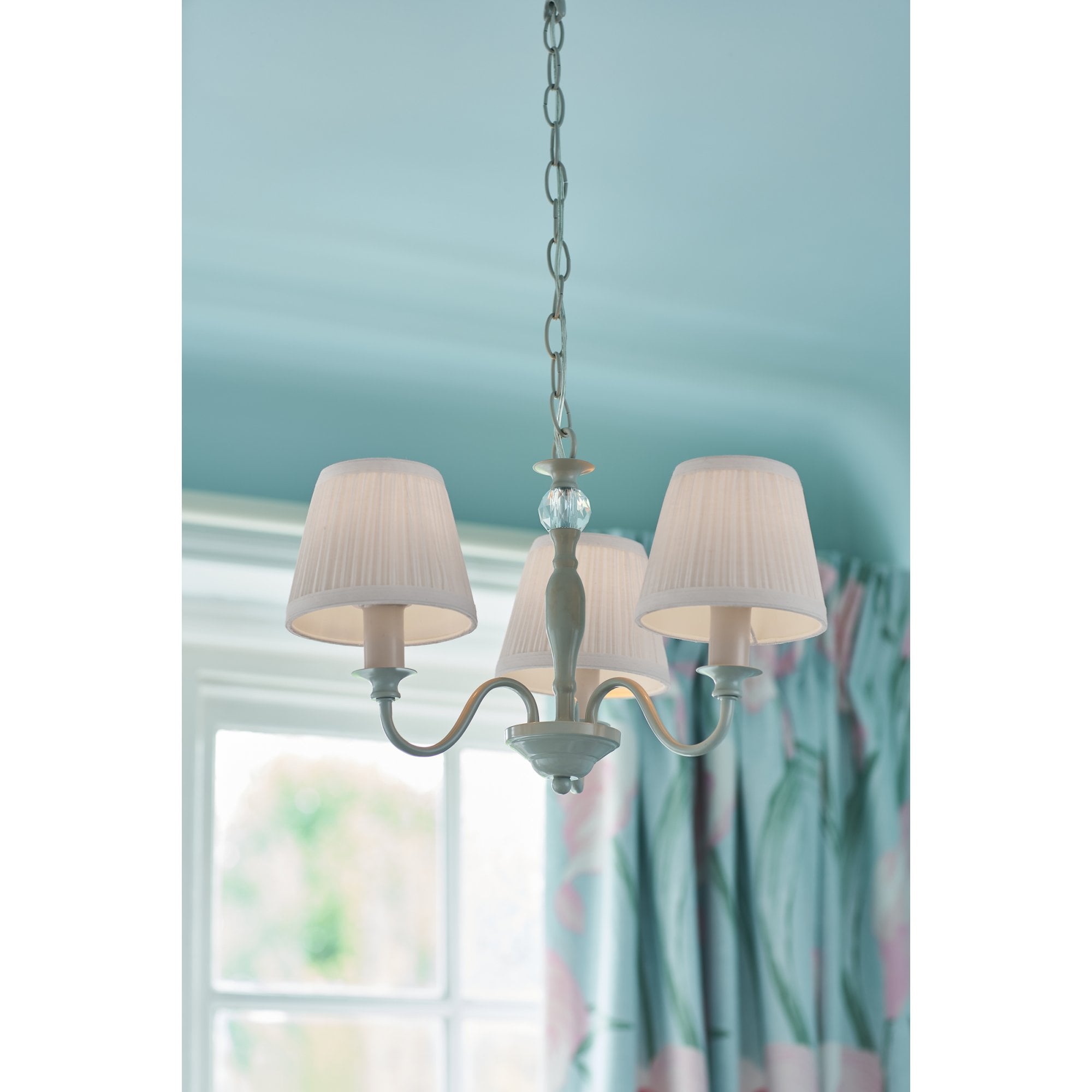 Ellis 3 Light Ceiling Pendant Light In Satin Cream With Shades LA3726686-Q