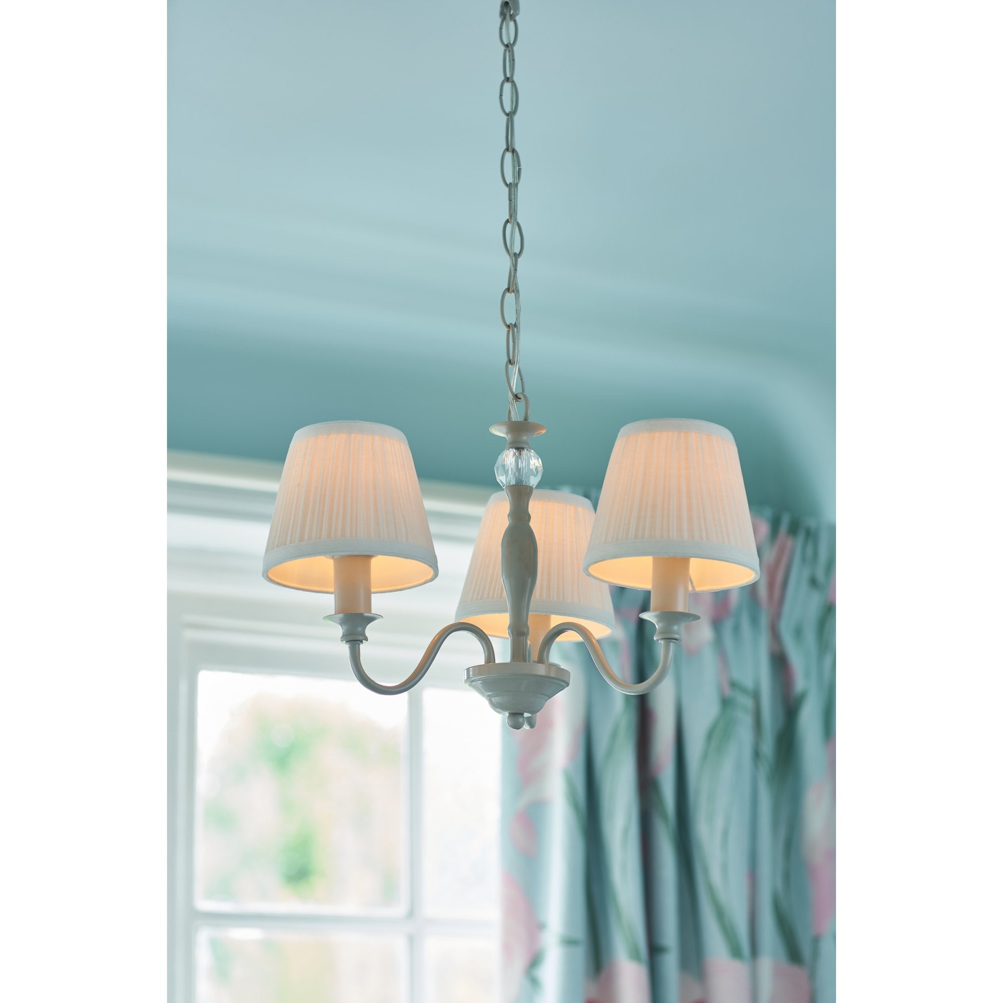 Ellis 3 Light Ceiling Pendant Light In Satin Cream With Shades LA3726686-Q