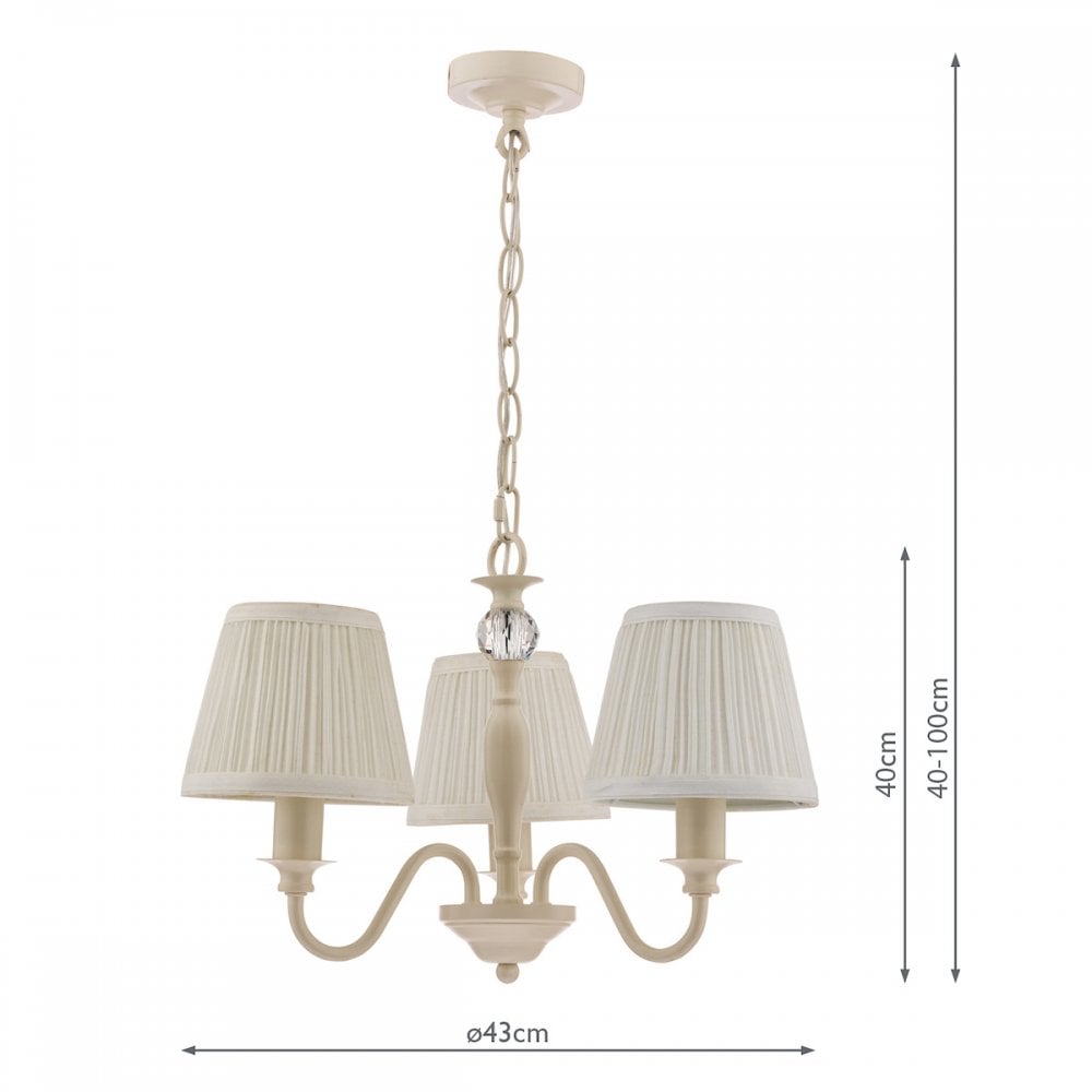 Ellis 3 Light Ceiling Pendant Light In Satin Cream With Shades LA3726686-Q
