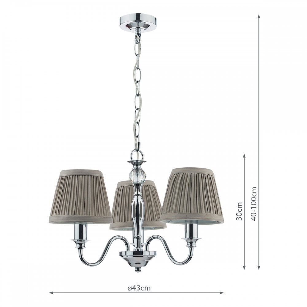 Ellis 3 Light Ceiling Pendant Light In Polished Chrome With Shades LA3743655-Q