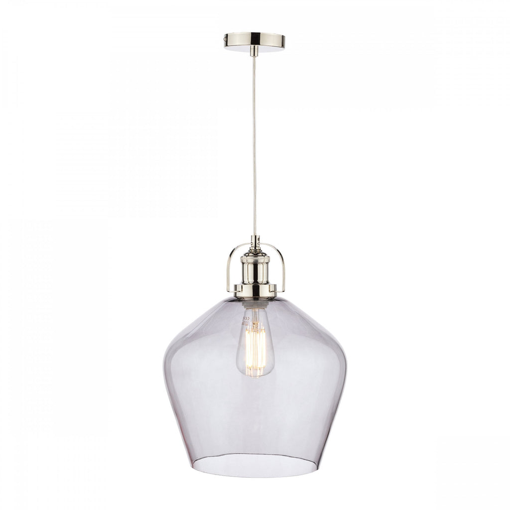 Rye Smoked Glass Ceiling Pendant Light In Polished Nickel LA3734717-Q