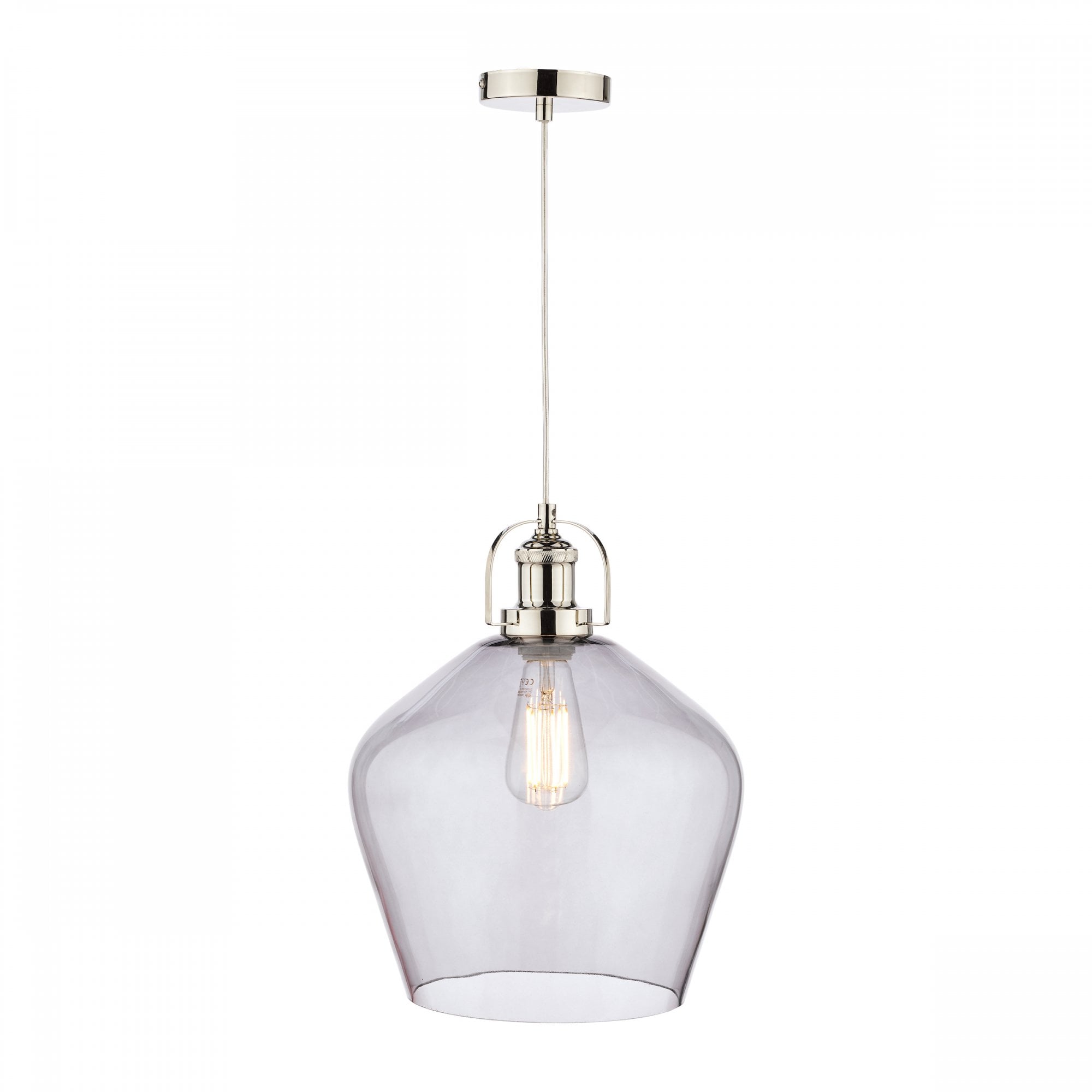 Rye Smoked Glass Ceiling Pendant Light In Polished Nickel LA3734717-Q