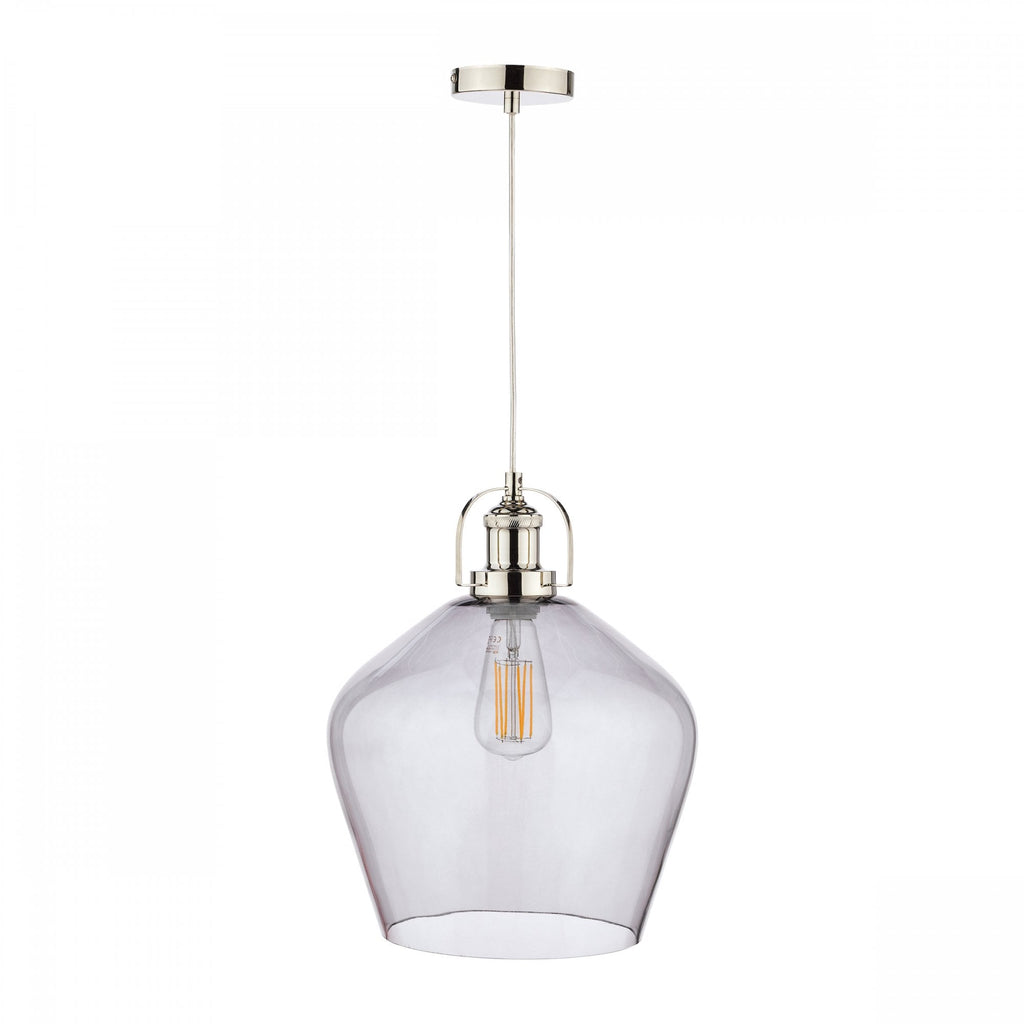 Rye Smoked Glass Ceiling Pendant Light In Polished Nickel LA3734717-Q