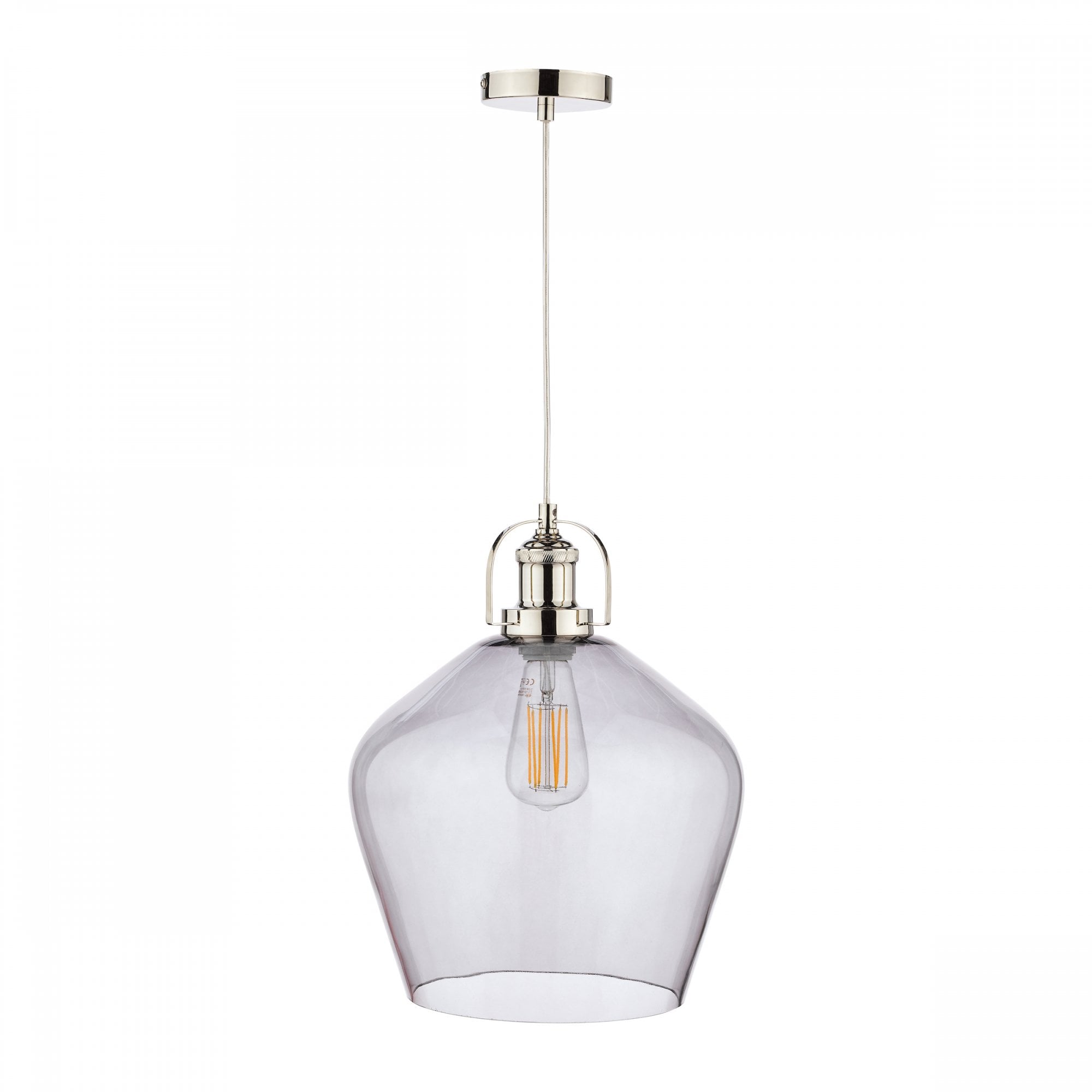 Rye Smoked Glass Ceiling Pendant Light In Polished Nickel LA3734717-Q