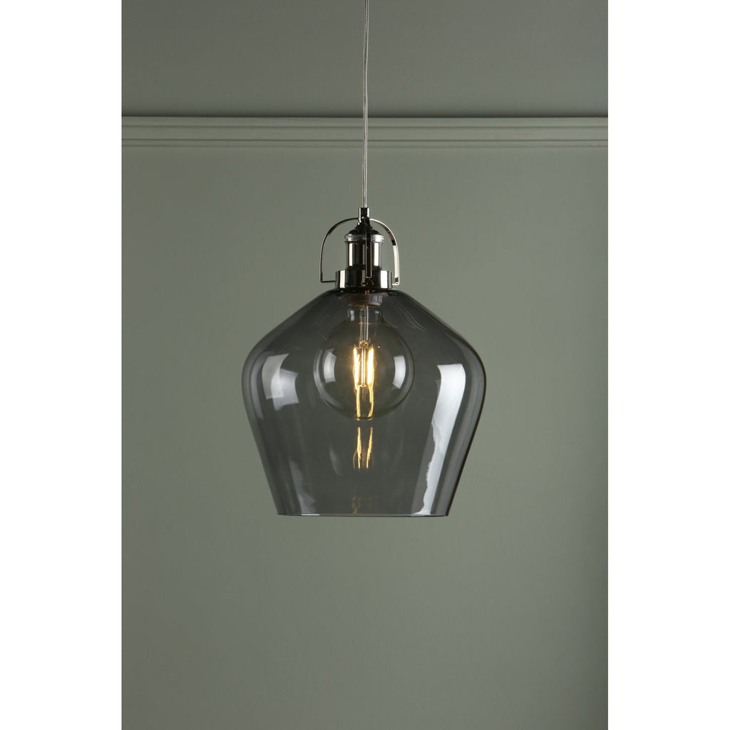 Rye Smoked Glass Ceiling Pendant Light In Polished Nickel LA3734717-Q