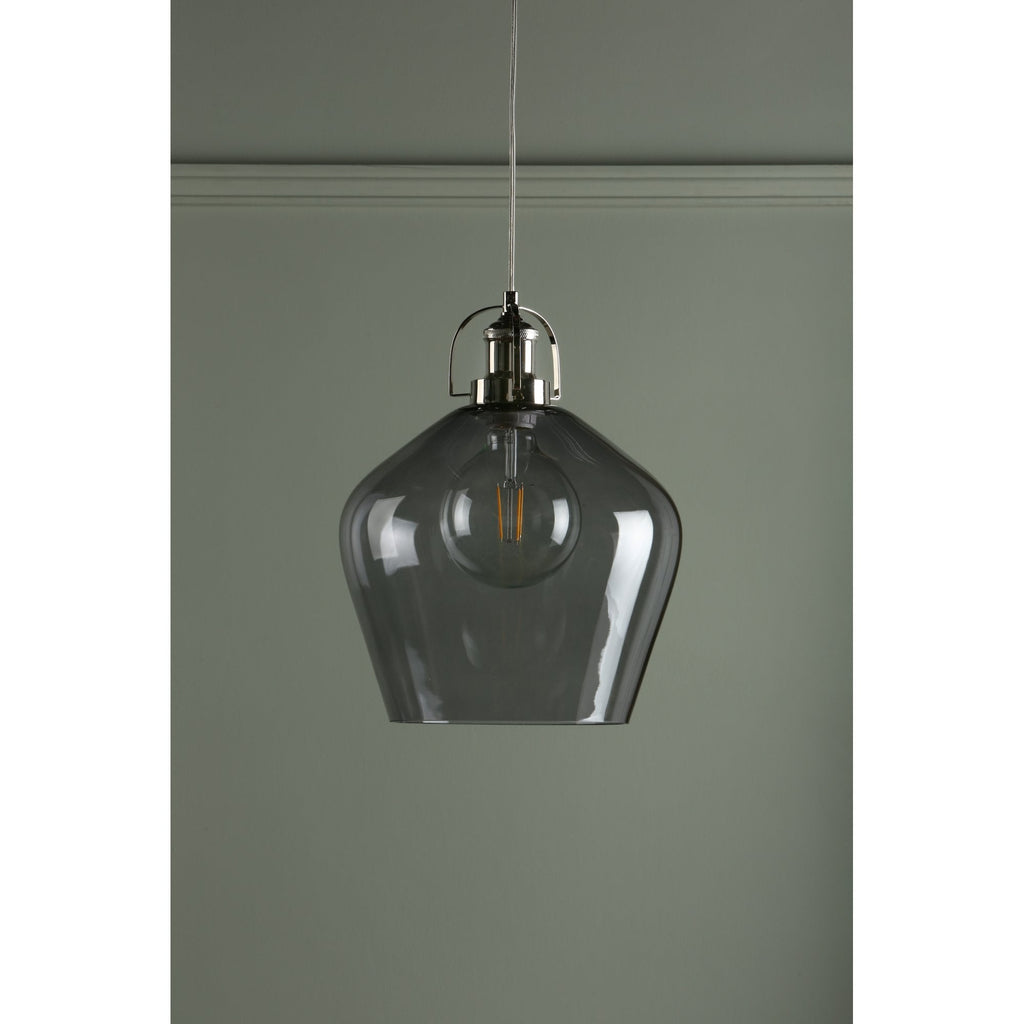 Rye Smoked Glass Ceiling Pendant Light In Polished Nickel LA3734717-Q