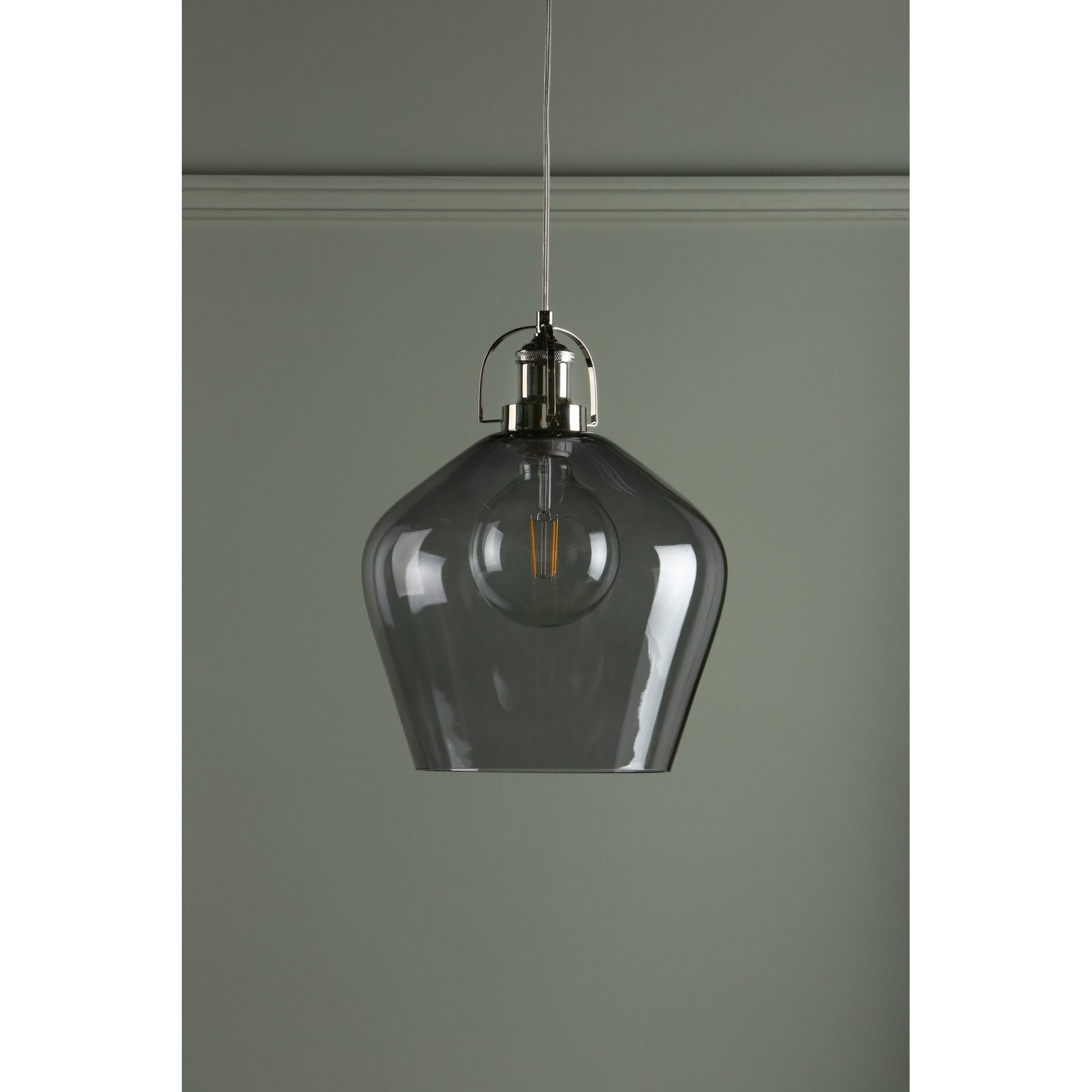 Rye Smoked Glass Ceiling Pendant Light In Polished Nickel LA3734717-Q