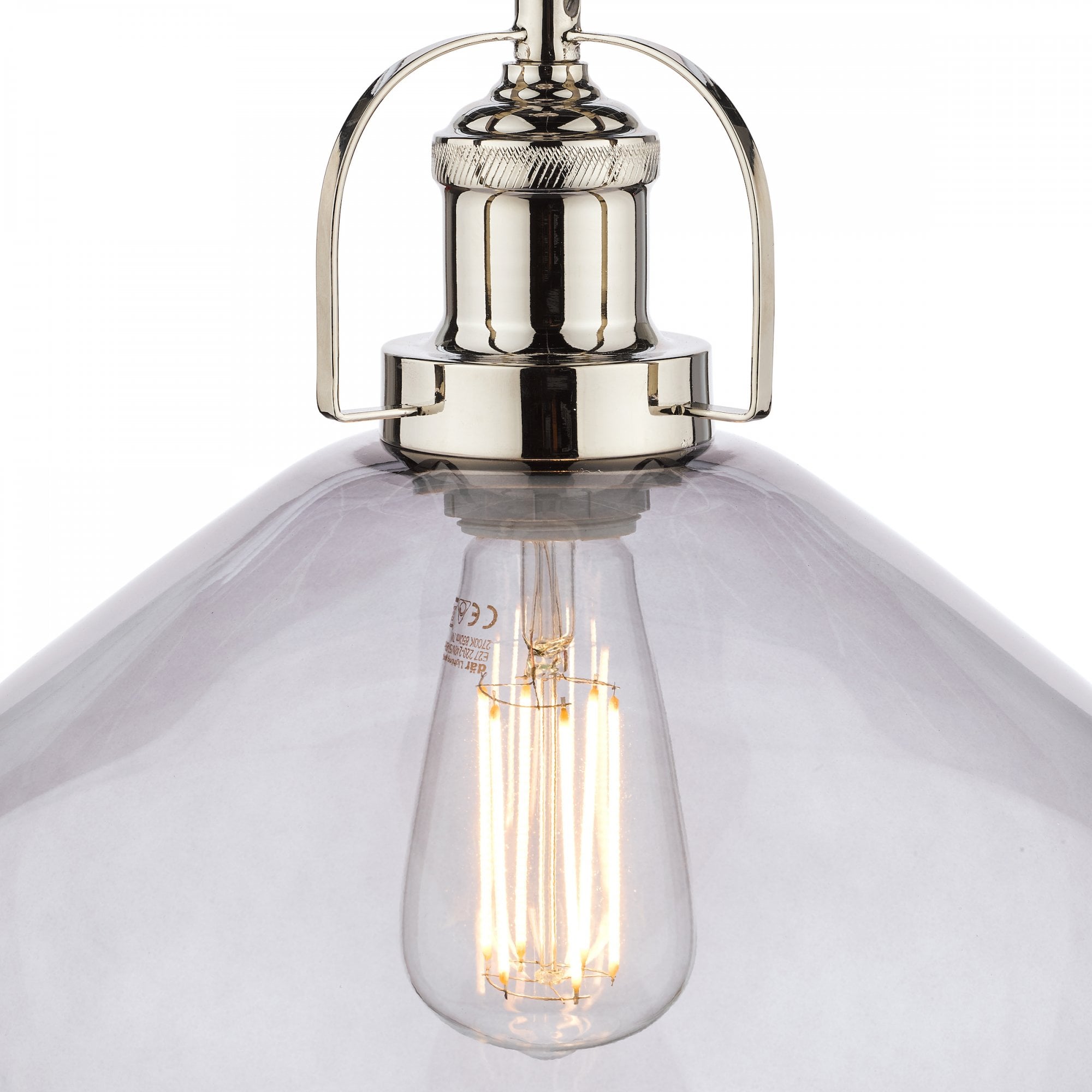 Rye Smoked Glass Ceiling Pendant Light In Polished Nickel LA3734717-Q
