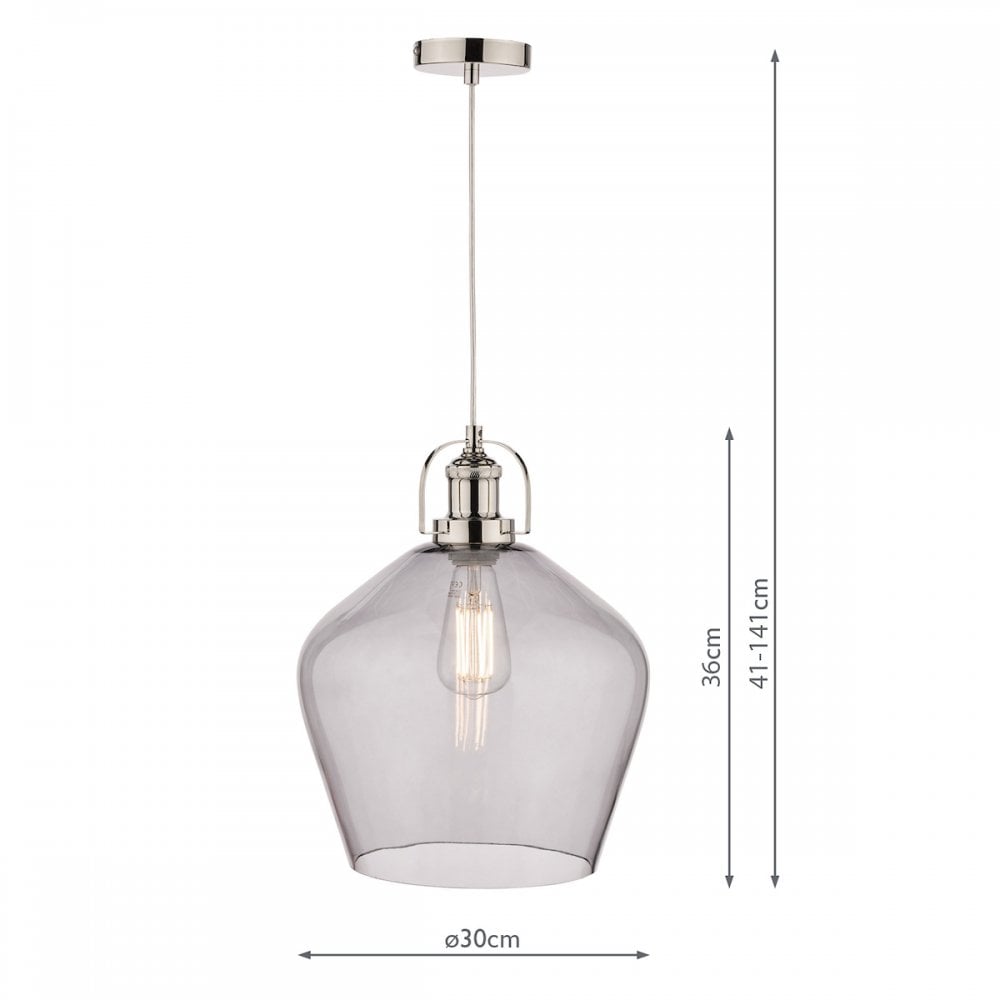 Rye Smoked Glass Ceiling Pendant Light In Polished Nickel LA3734717-Q