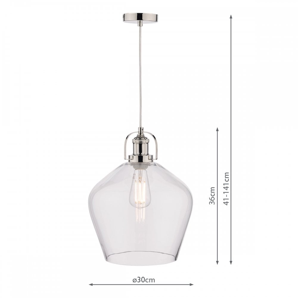 Rye Clear Glass Ceiling Pendant Light In Polished Nickel LA3734719-Q