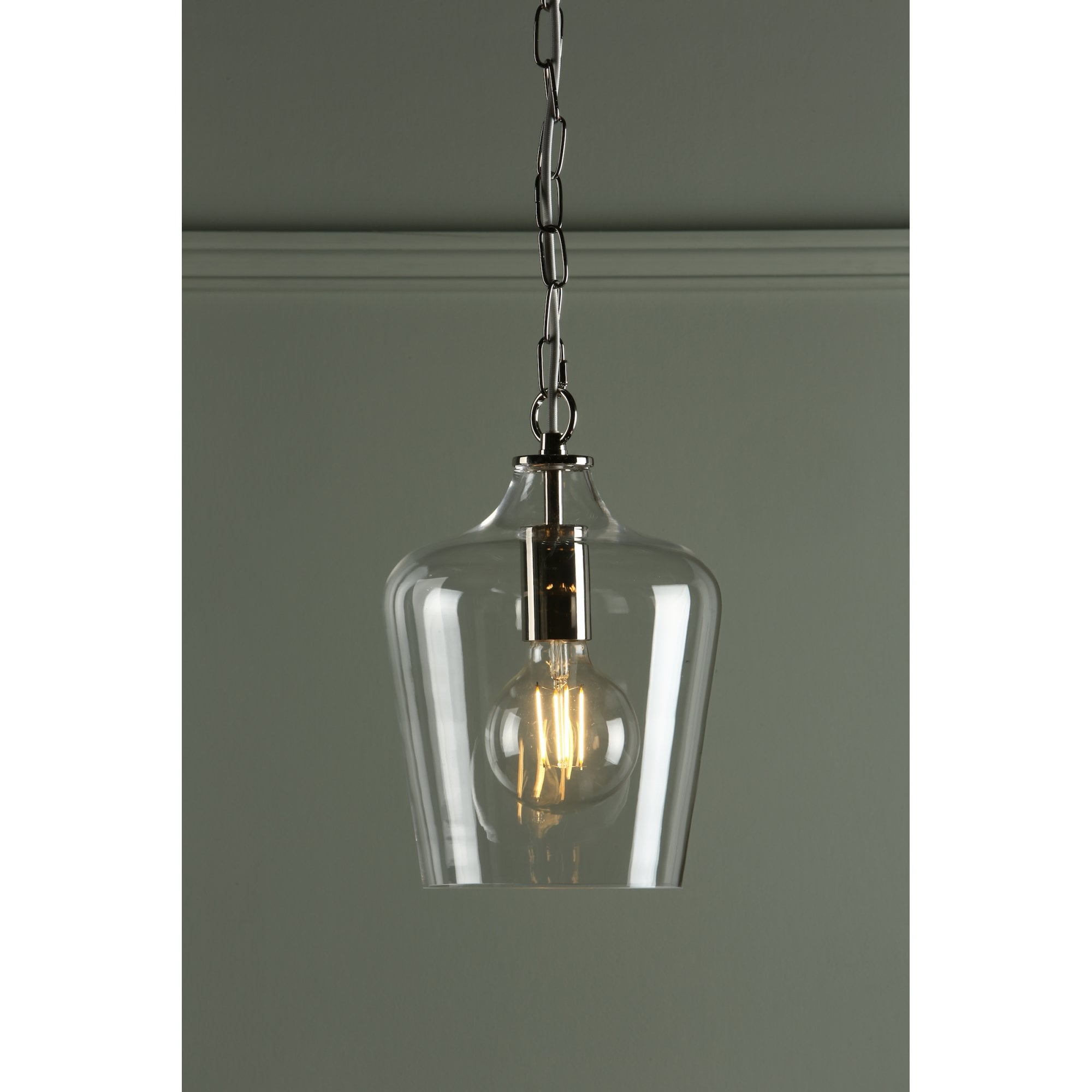 Ockley Clear Glass Ceiling Pendant Light In Polished Chrome LA3603219-Q