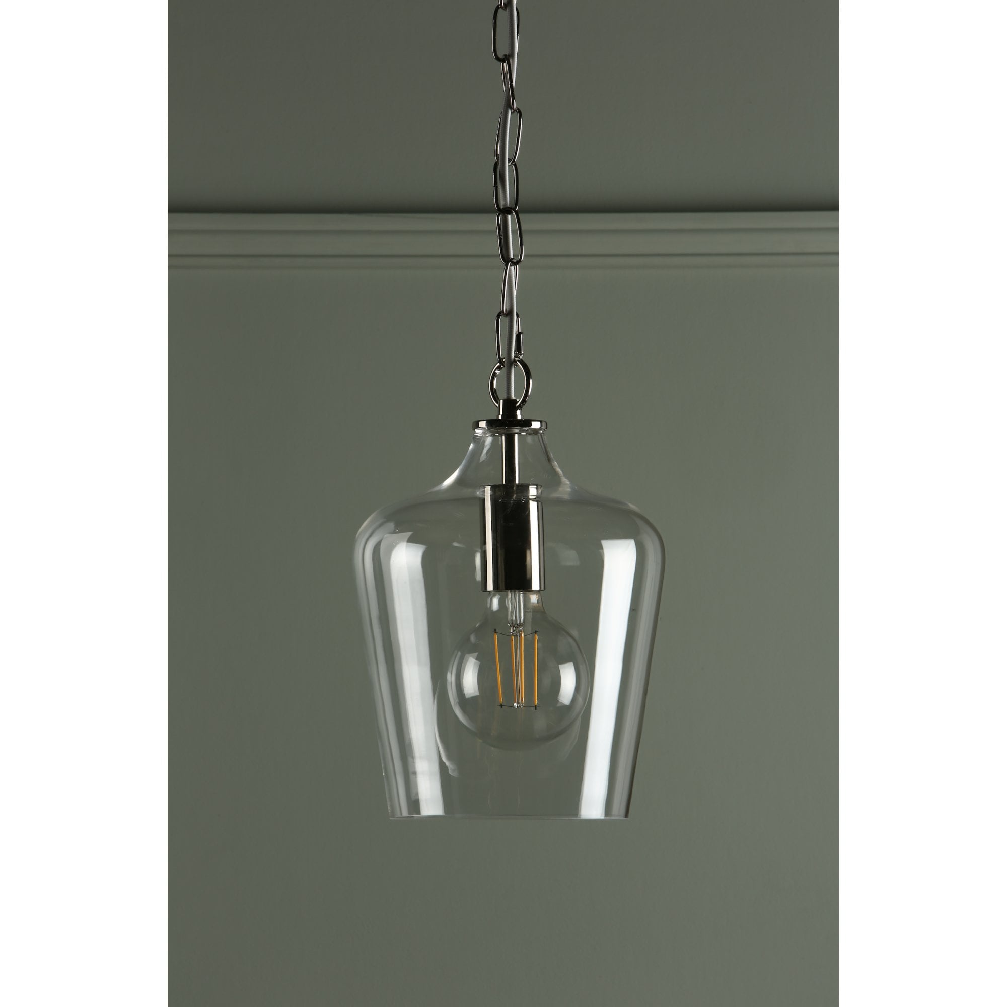 Ockley Clear Glass Ceiling Pendant Light In Polished Chrome LA3603219-Q