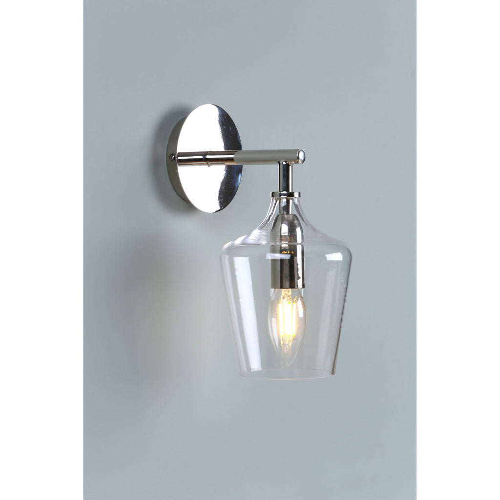 Ockley Stylish Wall Light In Polished Chrome With Bottle Glass Shade LA3727863-Q