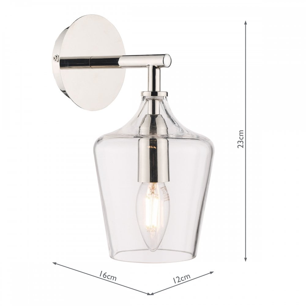 Ockley Stylish Wall Light In Polished Chrome With Bottle Glass Shade LA3727863-Q
