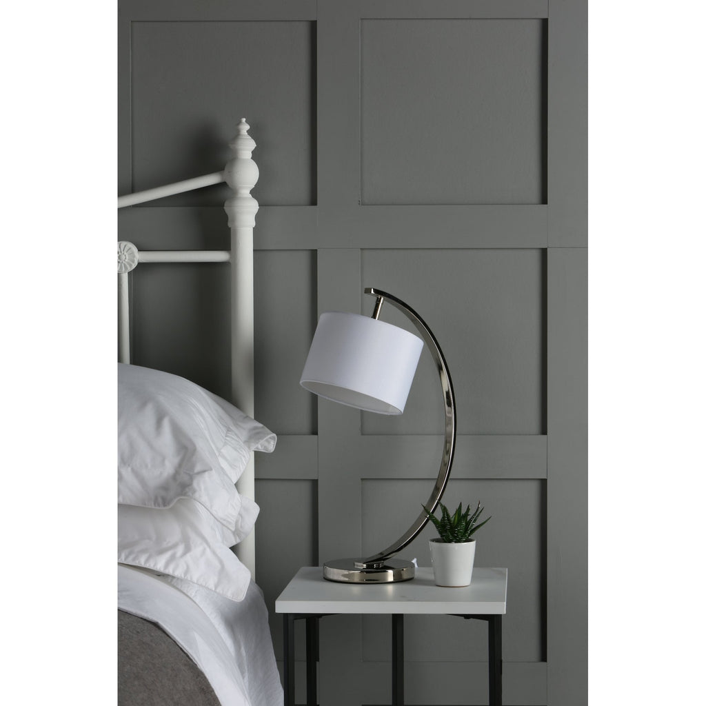 Noah Table Lamp In Brushed Chrome With White Shade LA3518816-Q