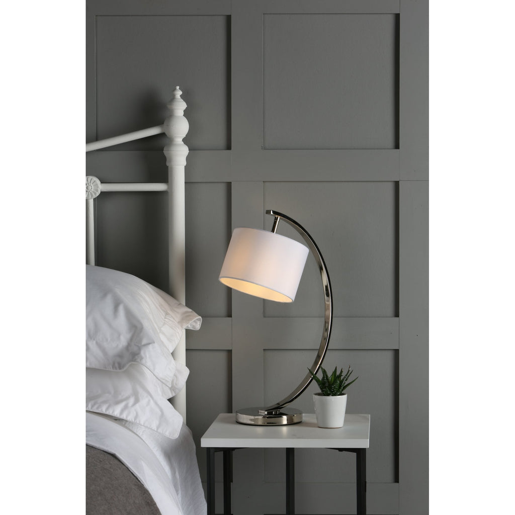 Noah Table Lamp In Brushed Chrome With White Shade LA3518816-Q