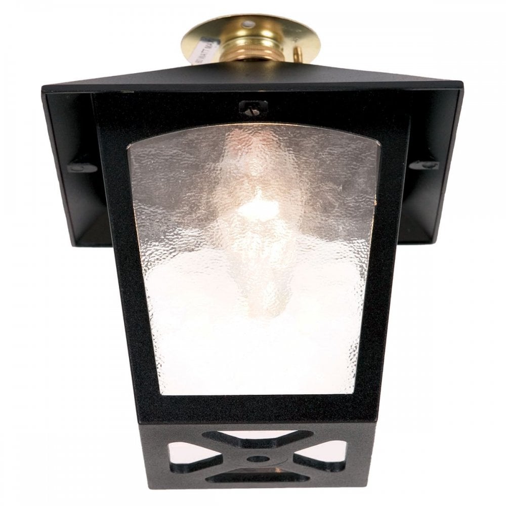 BL6C York black exterior flush porch lantern, IP20