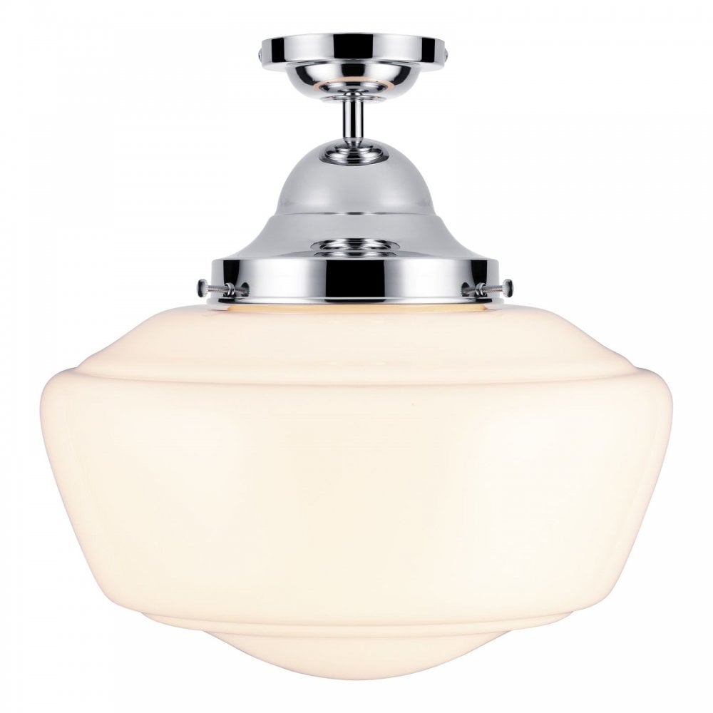 Rydal Vintage Bathroom Ceiling Light In Chrome With Opal Glass RYD5812C