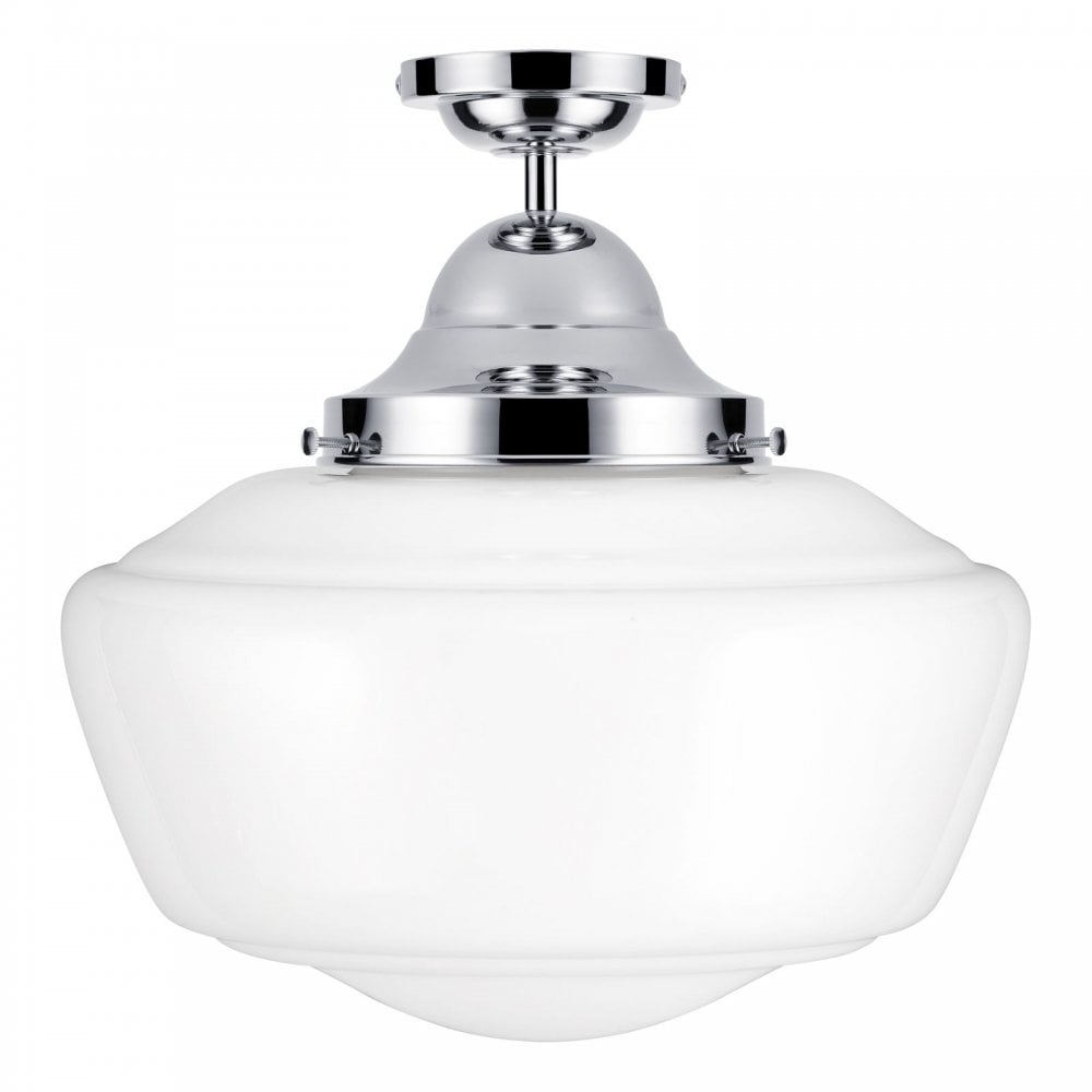 Rydal Vintage Bathroom Ceiling Light In Chrome With Opal Glass RYD5812C