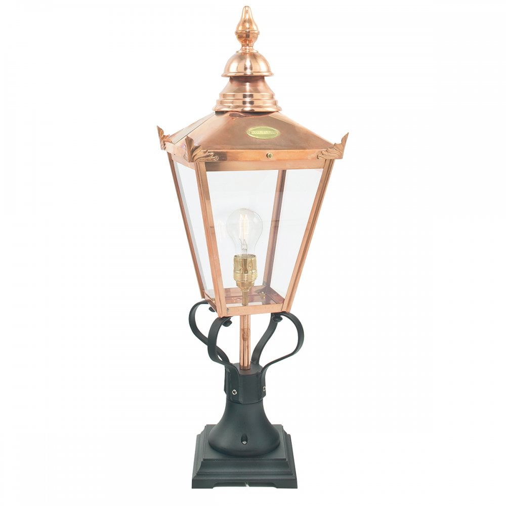 Chelsea Outdoor Pedestal Lamp In Copper And Black Finish CS3-COPPER