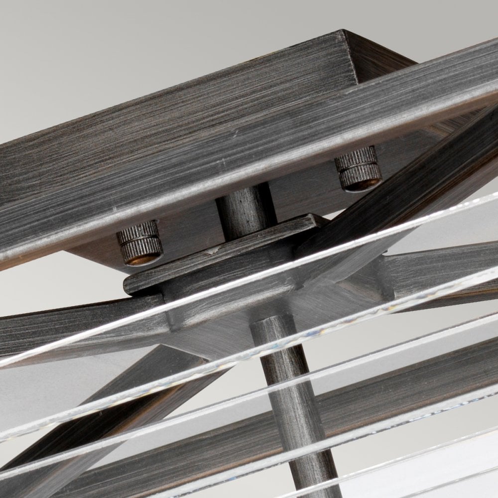 Louvre Industrial 4 Light Flush Ceiling Light In Gunmetal Finish QN-LOUVRE-4F